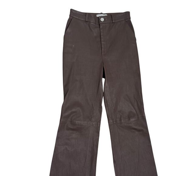 L'Academie Mila Brown Leather Bootcut Pants Size S - Picture 4 of 8